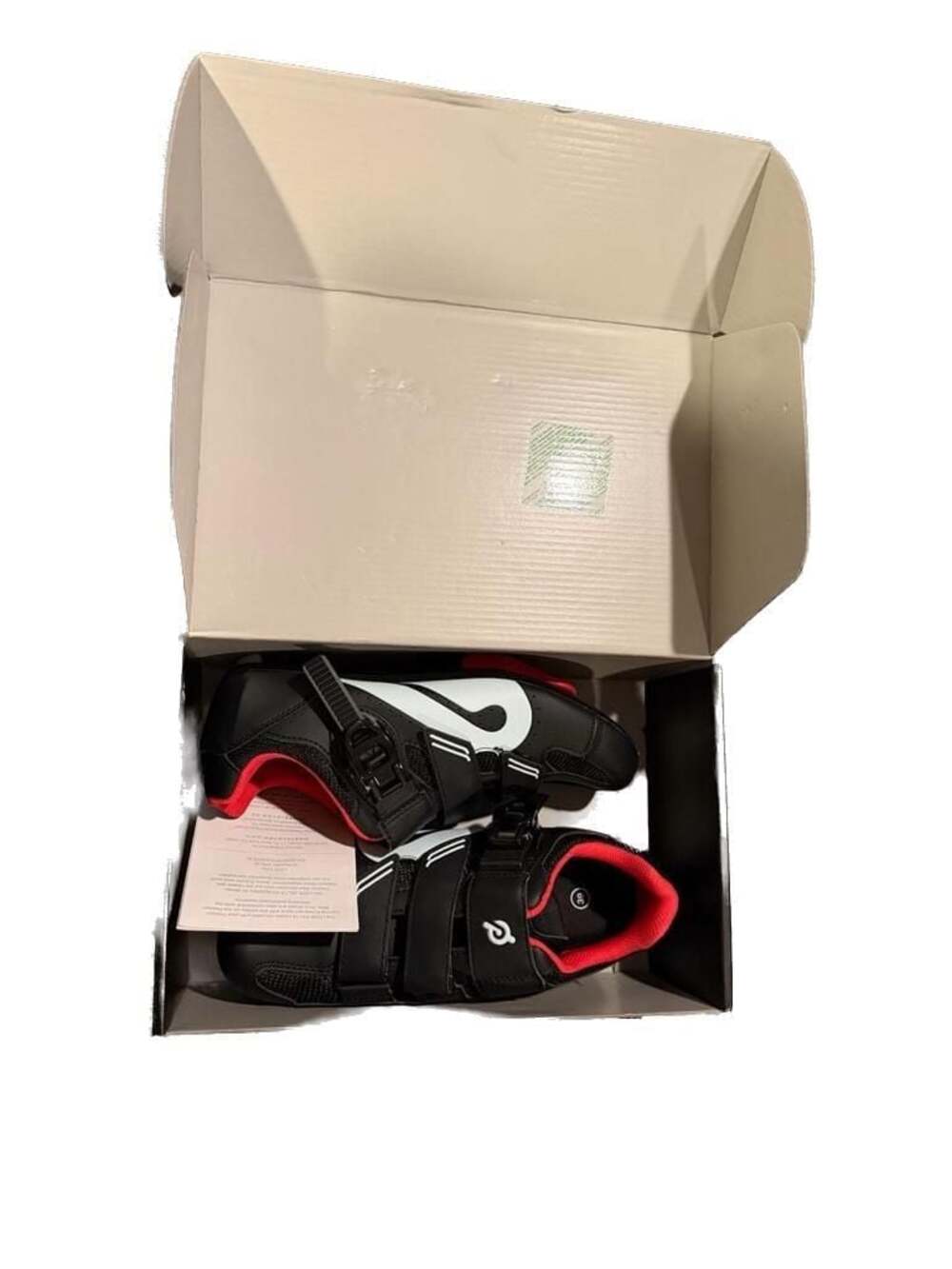 Peloton Cycling Shoes Womens 37 Indoor Bike Spin Cleats Black Red Shoe Clips US6